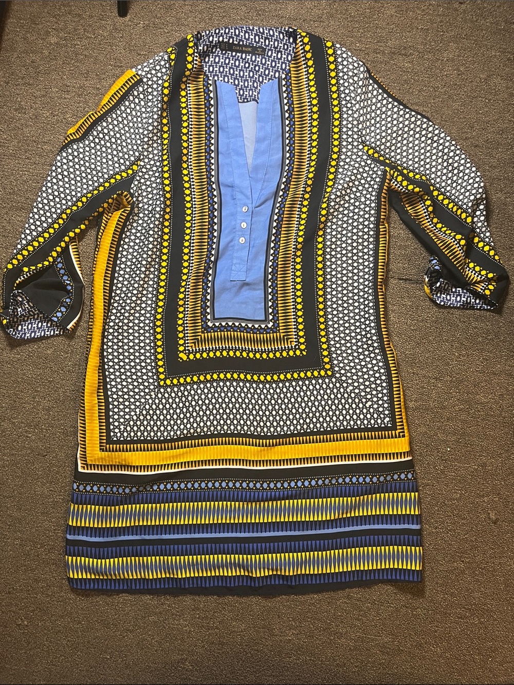 Zara 3/4 sleeve Printed Tunic Dress silky gorgeous M